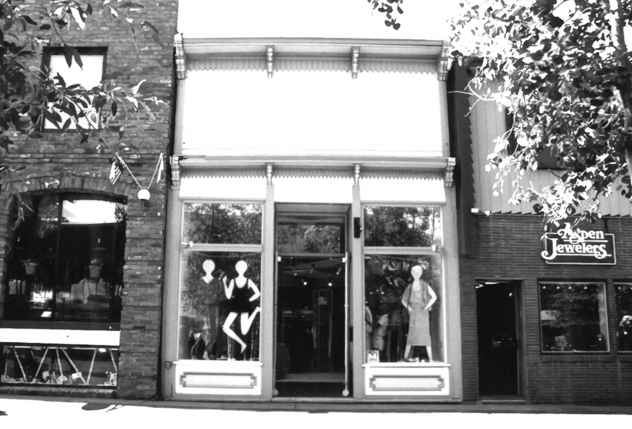 Old photo of Aspen historic bakery, Riede’s City Bakery, wooden false-front storefront